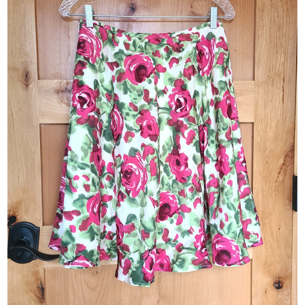 Tabitha 100% Silk Sz 4 Floral Mini Skirt Lined‎ Side Zip Feminine Coquette SMALL - Picture 4 of 7